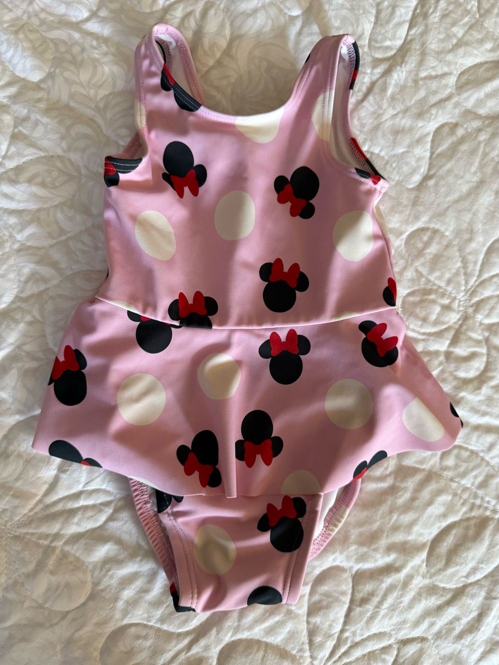 Pink Minnie Dot Peplum One-Piece Swimsuit
